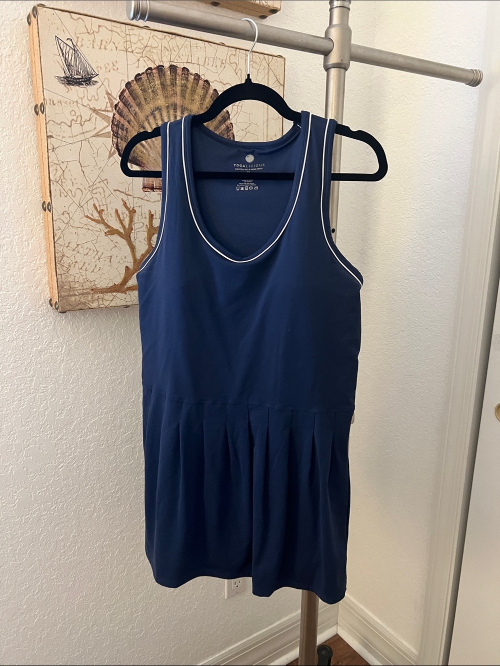 Yogalicious Navy Tank Top Dress with White Trim